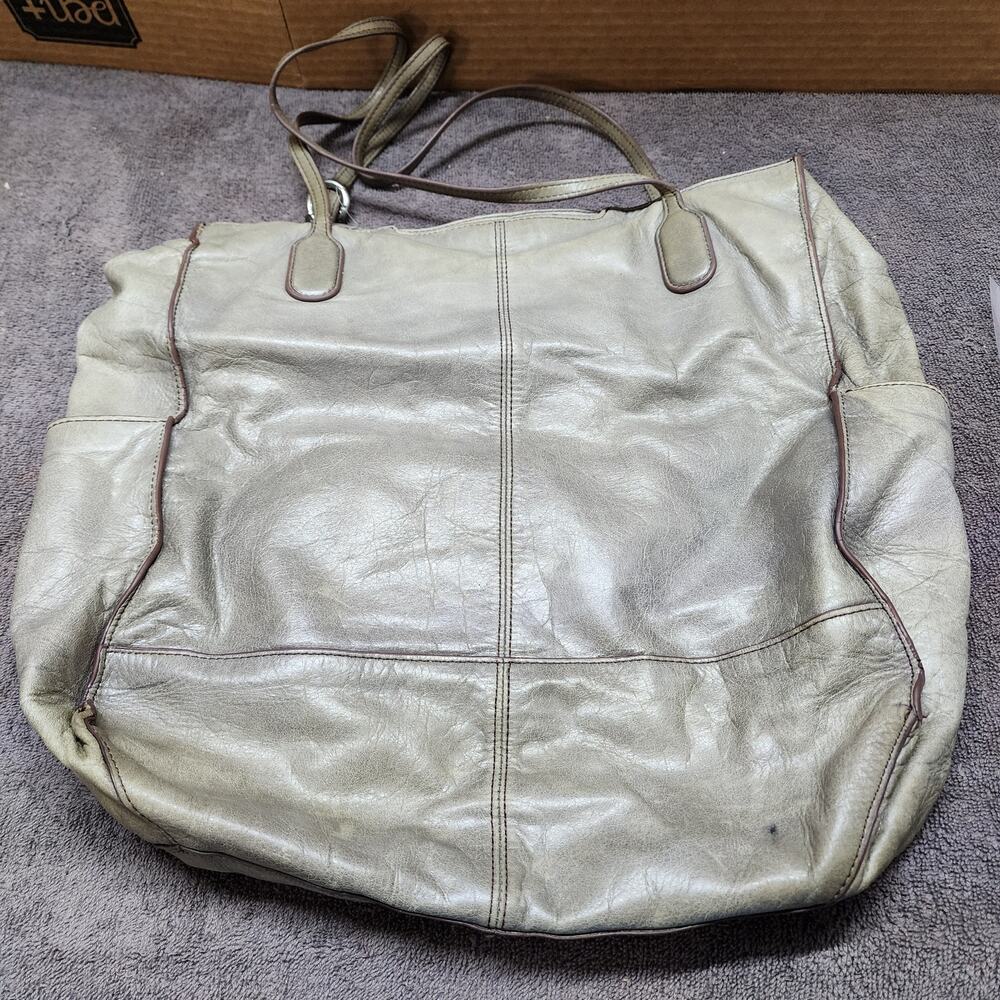 Vintage Gray HOBO Purse shoulder bag leather  p1